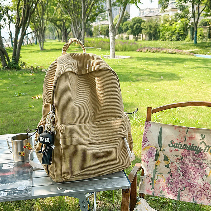 Corduroy Textured Casual Backpack