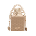 Elegant Pearl-Handled Mini Bucket Bag