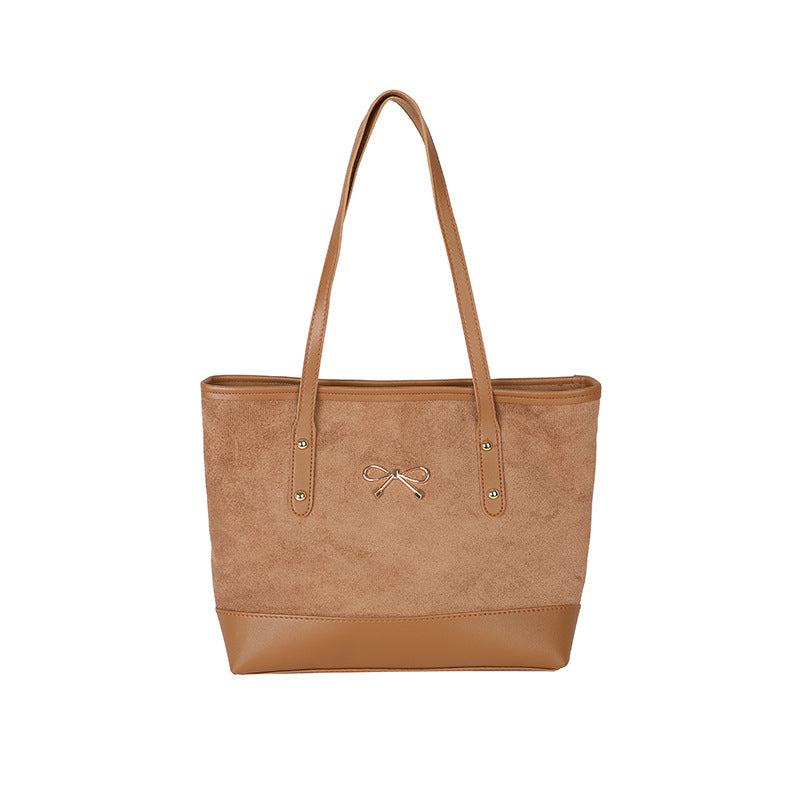 Stylish Faux Suede Tote Bag