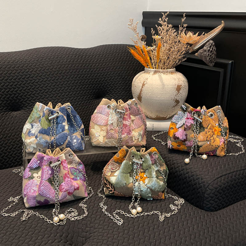 Stylish Sequin Drawstring Clutch Purse