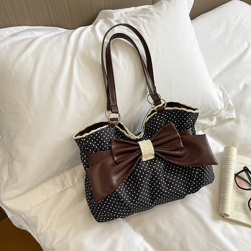 WoBow-Embellished Polka Dot Handbag