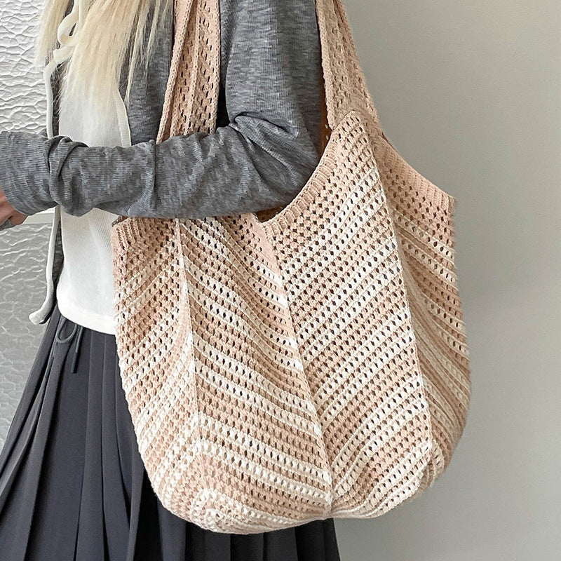 Ladies Crochet Tote Bag-https://detail.1688.com/offer/1031935985588.html-Calm Wears-Khaki-nothing-Calm Wears