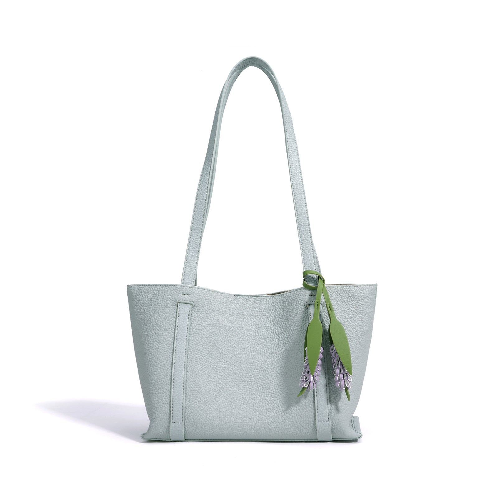 Ladies stylish tote bag with floral pendant-https://detail.1688.com/offer/1021056673078.html-Calm Wears-Misty Blue-29-Calm Wears
