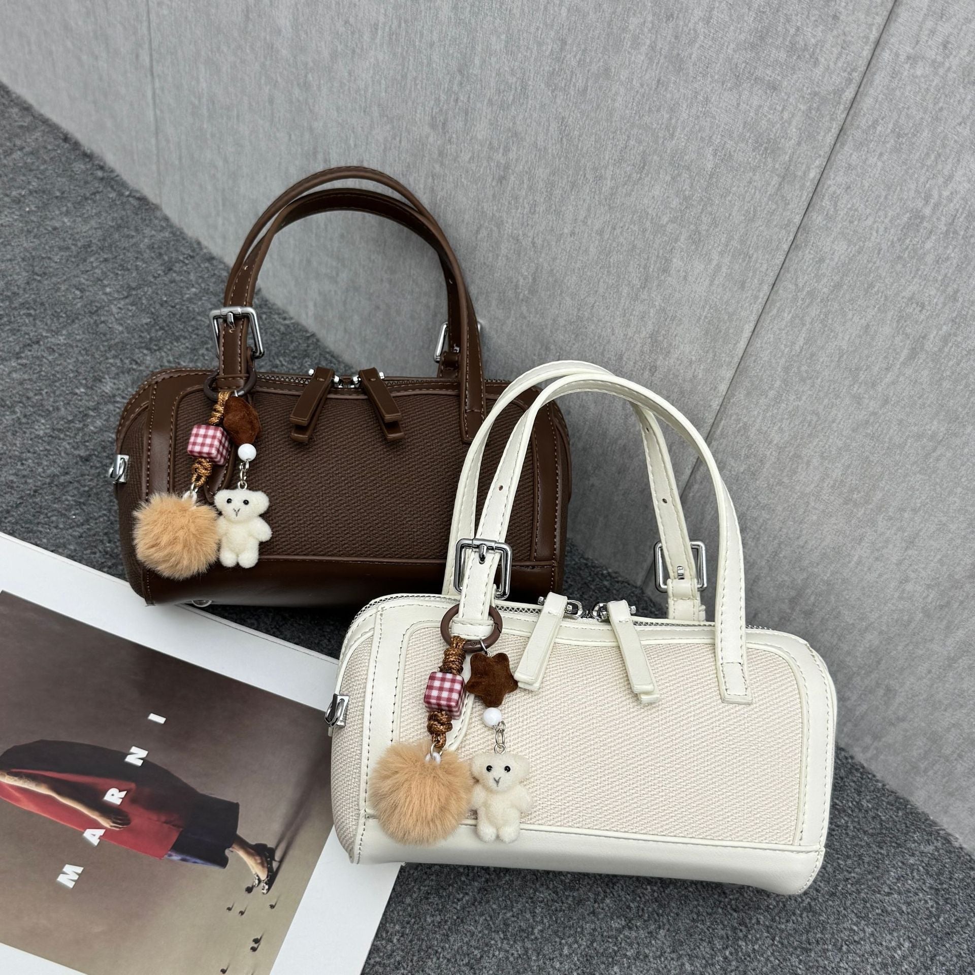 Women's mini bag with playful charm