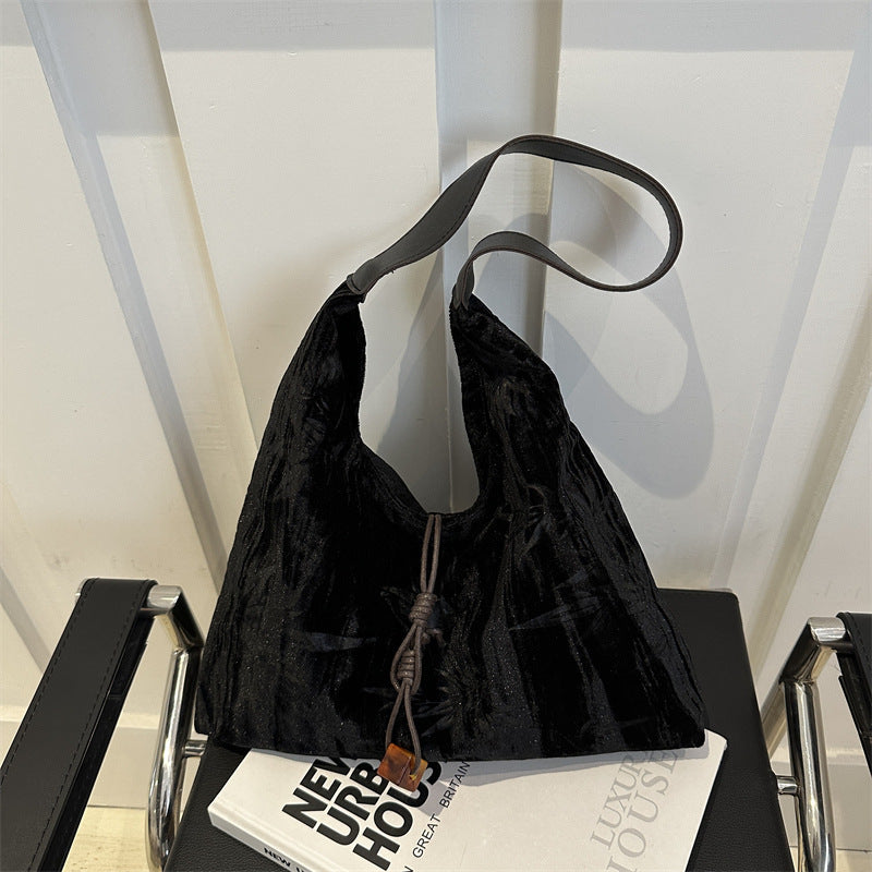 Versatile Velvet Shoulder Bag