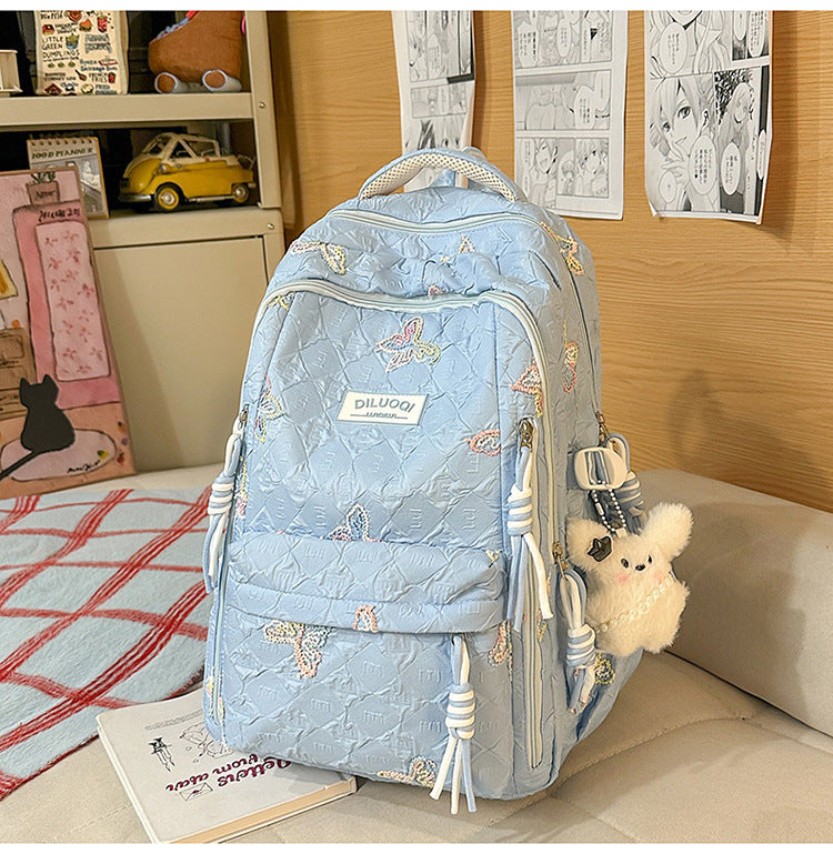 Floral Embroidered Durable School Backpack-https://detail.1688.com/offer/1048162442130.html-Calm Wears-Blue-Calm Wears