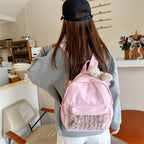 Backpack with Cute Animal Ear Design and Soft Fleece Application