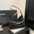 Ladies fashionable suede shoulder bag with contrasting strap-https://detail.1688.com/offer/1028761574969.html-Calm Wears-Black-nothing-Calm Wears