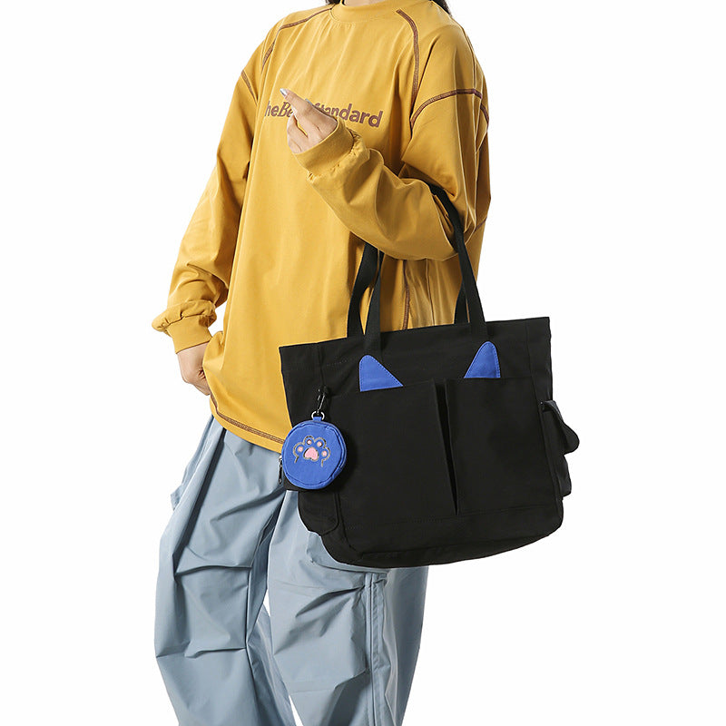 Playful Cat Ear Design Tote Bag