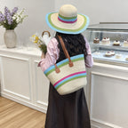 WoColorful Straw Beach Tote Bag