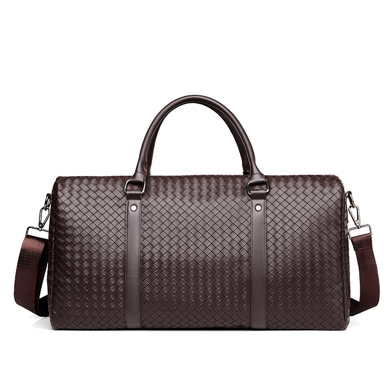 Woven Leather Weekend Duffel Bag