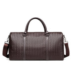Woven Leather Weekend Duffel Bag
