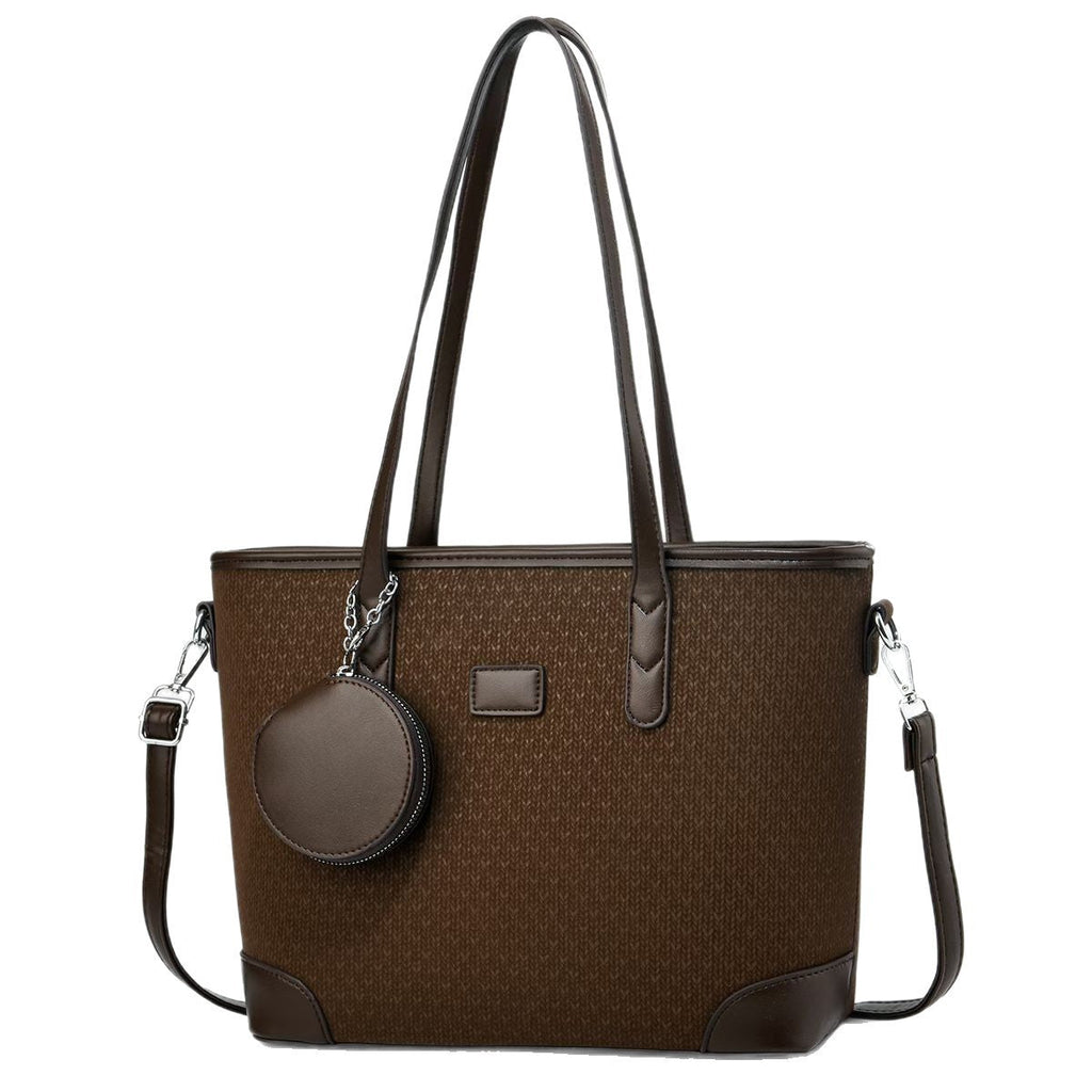 Women elegant tote handbag with textured design and detachable wallet-https://detail.1688.com/offer/999817972435.html-Calm Wears-Coffee-301225-Calm Wears