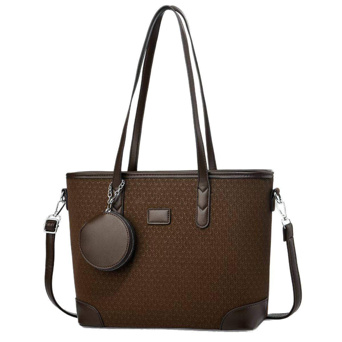 Women elegant tote handbag with textured design and detachable wallet-https://detail.1688.com/offer/999817972435.html-Calm Wears-Coffee-301225-Calm Wears
