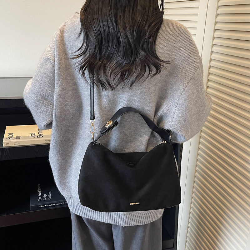Women's practical shoulder bag made of soft suede-https://detail.1688.com/offer/986528708651.html-Calm Wears-Black-nothing-Calm Wears