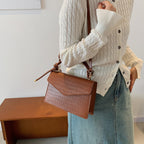 Crocodile-Embossed Handcrafted Crossbody Bag