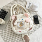 Plush handbag with transparent window