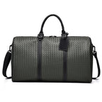 Woven Faux Leather Travel Duffel Bag