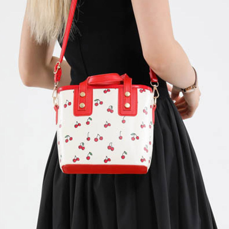 Women's mini handbag with fruity cherry design
