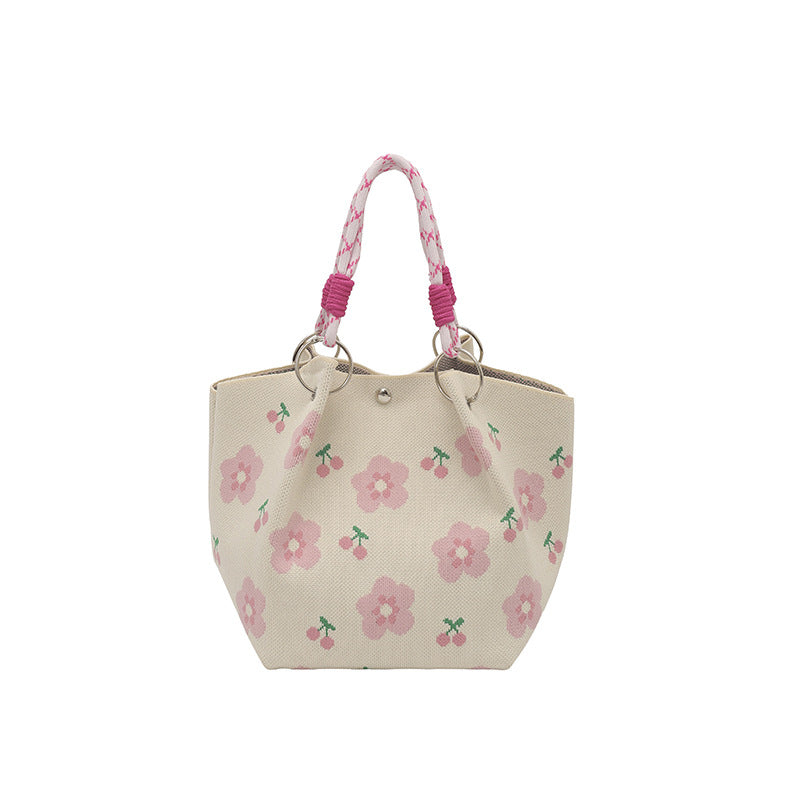 WoFloral Print Textured Handbag