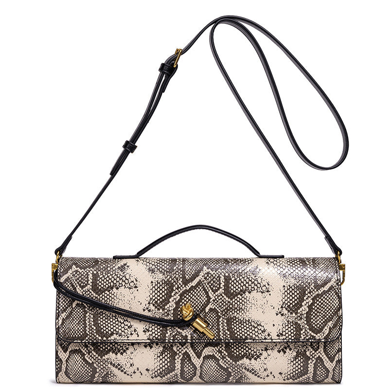 Embossed Snake Print Evening Clutch