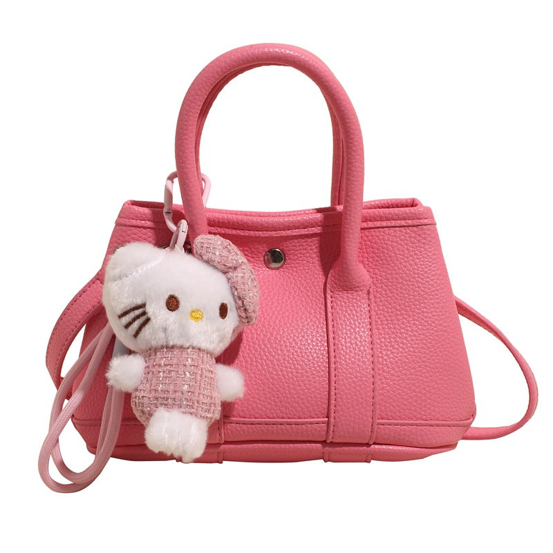 Women’s mini handbag with playful plush pendant-https://detail.1688.com/offer/902987792125.html-Calm Wears-Rosa-Size: without pendant-Calm Wears