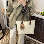 Woven Leather Shoulder Tote Bag