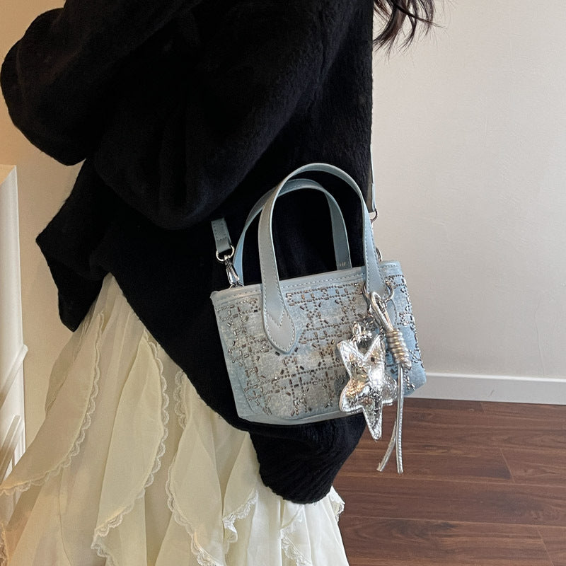 Women's mini handbag with sparkling star pendant