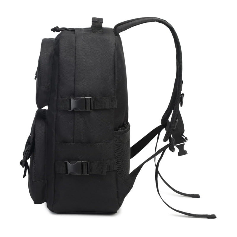 Multi-functional outdoor backpack with reinforced carrying straps and multiple compartments