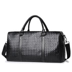 Woven Leather Weekend Duffel Bag