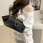 Crocodile Patterned Chain Strap Handbag