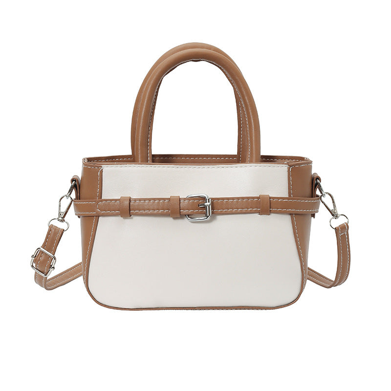 Ladies elegant mini handbag with double carrying handle and removable shoulder chain
