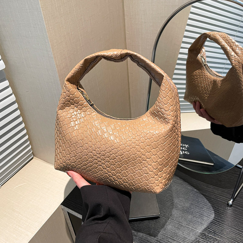 Textured Faux Leather Hobo Bag