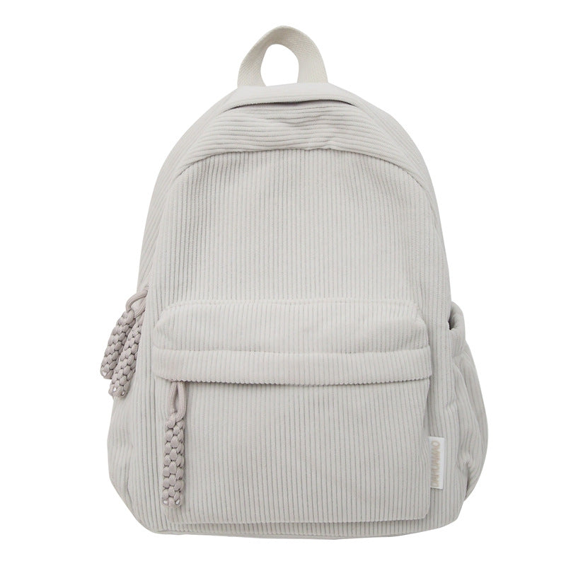 Corduroy Textured Mini School Backpack-https://detail.1688.com/offer/1034541792854.html-Calm Wears-Light Gray-Calm Wears