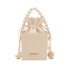 Elegant Pearl-Handled Mini Bucket Bag