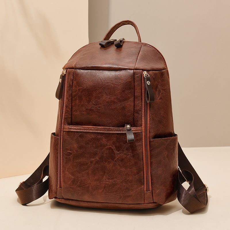Elegant Multi-Compartt Faux Leather Backpack