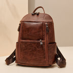 Elegant Multi-Compartt Faux Leather Backpack
