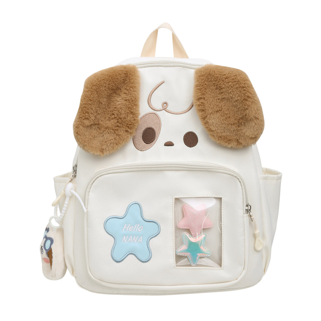 Kawaii Plush Backpack with Dog Design