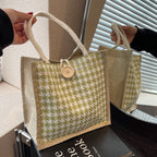 Ladies Jute Bag in classic Houndstooth pattern-https://detail.1688.com/offer/710679752572.html-Calm Wears-Orange-nothing-Calm Wears