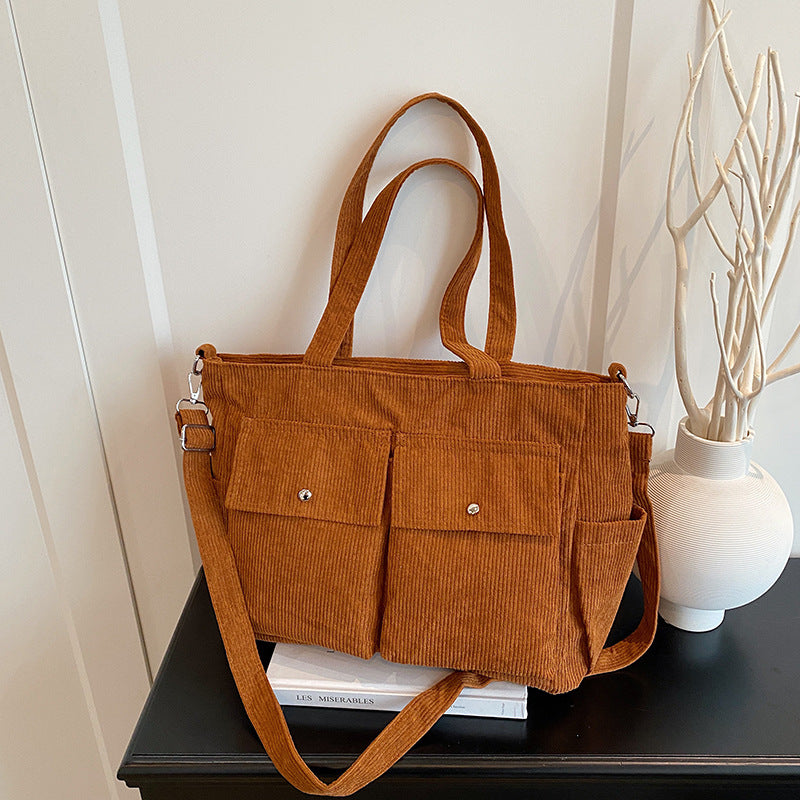 WoSpacious Corduroy Utility Tote Bag
