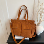 WoSpacious Corduroy Utility Tote Bag