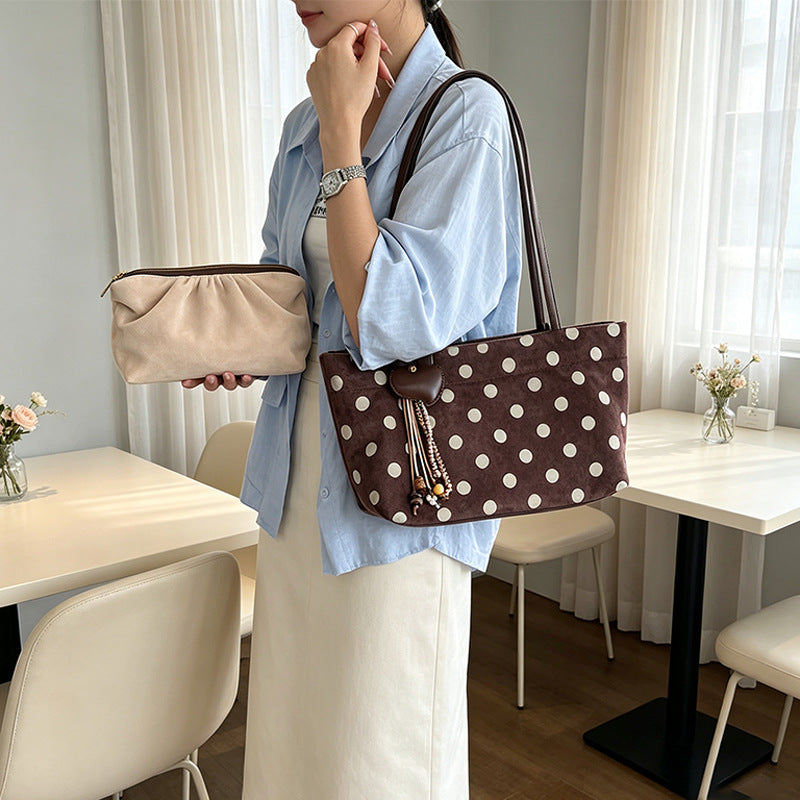 Suede Shoulder Tote Bag