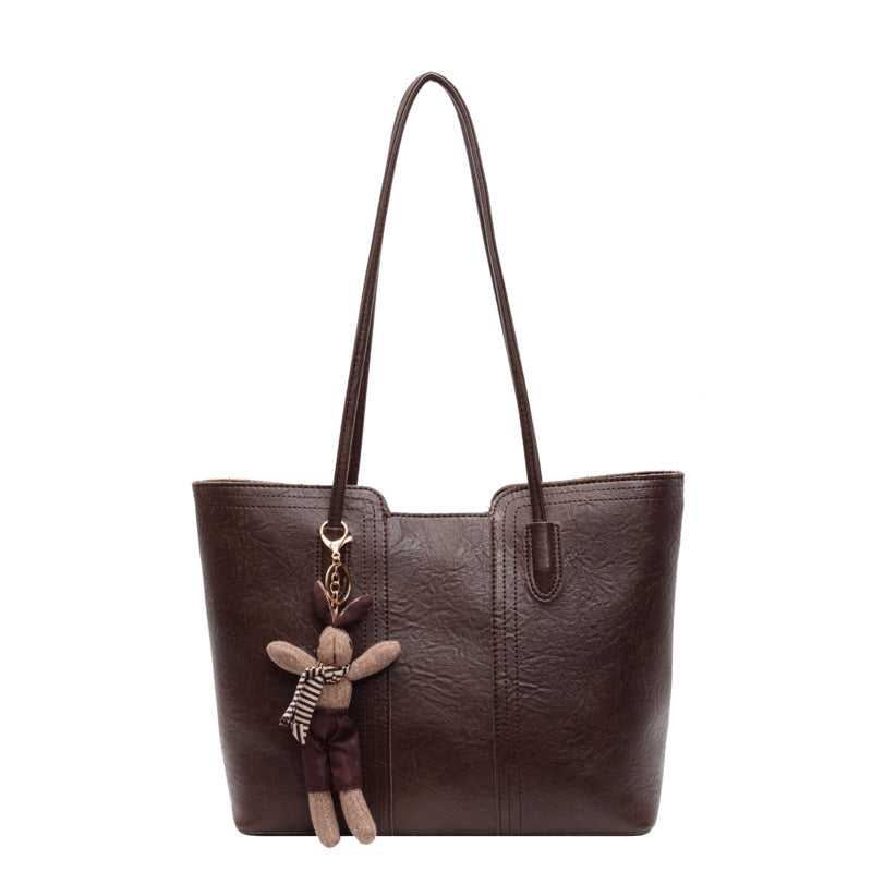 Ladies stylish tote bag with charming keychain-https://detail.1688.com/offer/977740845541.html-Calm Wears-White-Size: without pendant-Calm Wears
