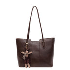 Ladies stylish tote bag with charming keychain-https://detail.1688.com/offer/977740845541.html-Calm Wears-White-Size: without pendant-Calm Wears