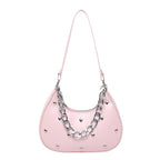 Chic Heart-Embellished Shoulder Bag