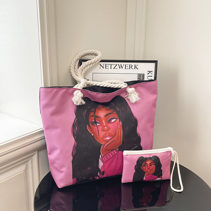 Stylish Graphic Print Beach Tote Bag