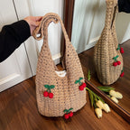 Women Handmade Shoulder Bag with Playful Fruit Appliqués-https://detail.1688.com/offer/1013988186399.html-Calm Wears-Khaki-nothing-Calm Wears