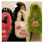 Cozy plush handbag with animal motif