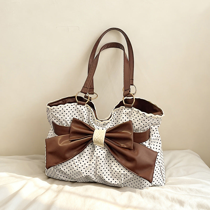 WoBow-Embellished Polka Dot Handbag