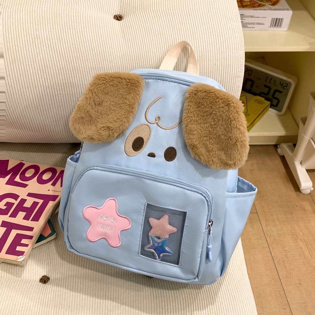 Kawaii Plush Backpack with Dog Design